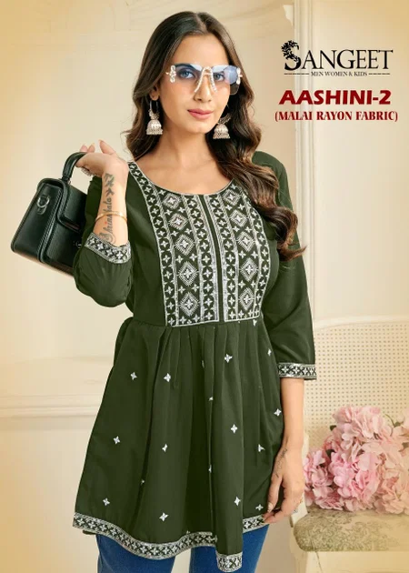 Aashini 2 By Sangeet Rayon Embroidery Ladies Top Exporters In India
